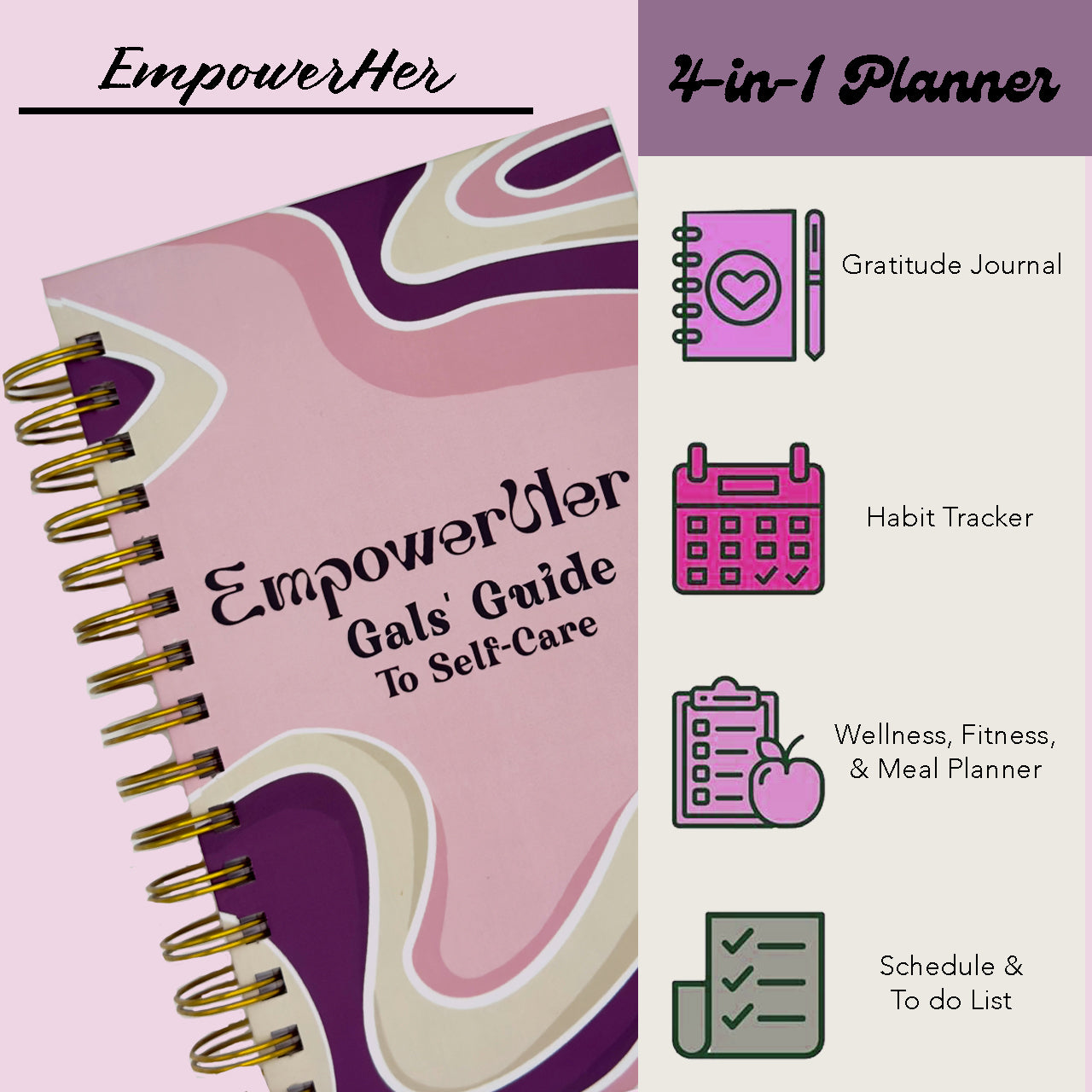 EmpowerHer Gals Guide to Self-care - 6-Month Daily Journal with Prompts for Mindfulness, Self-Care & Healing.